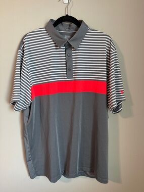 Under Armour Men's Gray Polo with Bright Orange Stripe
